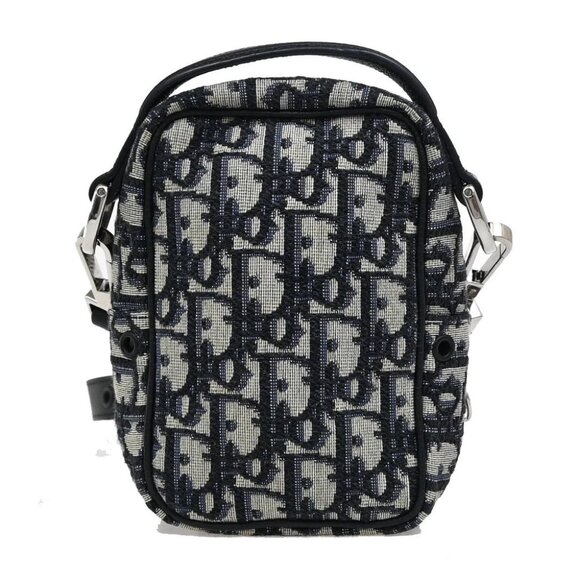 CHRISTIAN DIOR Oblique Trotter Mini Shoulder Bag Jacquard Leather Blue - Picture 2 of 16